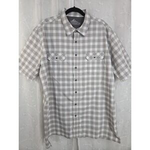 Croft & Barrow Quick Dry Shirt Mens XLT Brown Short Sleeve Button Up Vented Fish